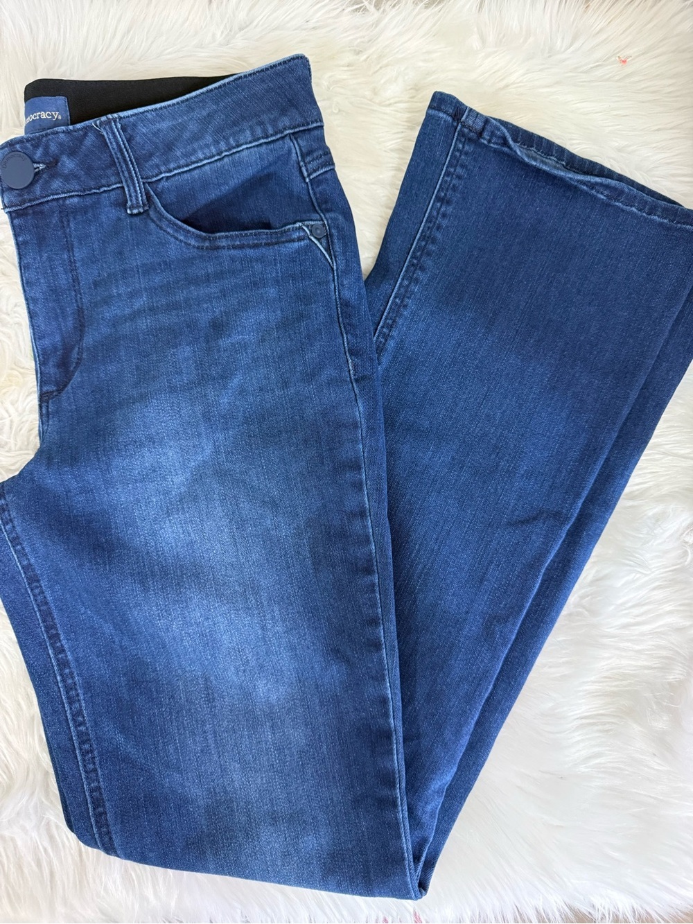 Democracy Itty Bitty Bootcut Jeans Size 8 Dark Wash Ab Solution Stretch - Picture 2 of 7